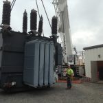 Picking the new 92,000 lb. transformer.