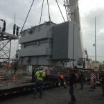 Picking the new 92,000 lb. transformer.