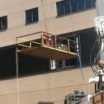 Using our rigging plate to bring in rigging materials to install the air handling unit