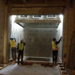 One of the pieces starting in. A view from inside the building.