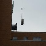 The new unit heading towards the scaffold area.