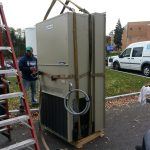 Rigging the new A/C unit. (Front)