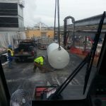 Picked cryo tank off truck flat. Then re-rigged using two lines.