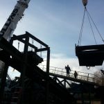 Lifting a 70,000 lb. metal shredder at a local scrap metal yard.
