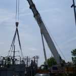 View of jobsite. The transformer weighed in at 93,000 lbs.