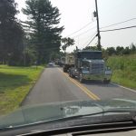 The roadway going into the bridge. Was filled from one end to the other will all the trailers required to set the crane up.