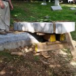 We have the stone blocked up and level. You can tell by the amount of wood we had to use how steep the hill was.