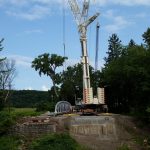 Standing up the first truss.