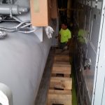 Tight coming through on both sides. There were electrical cabinets on one side and piping on the other.