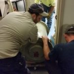 Going through last doorway.