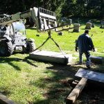 All the work is done using this small terex extendable fork lift. It was the perfect tool for the job.