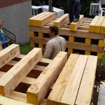 Two wood cribs were built that will be bridged together with a steel plate.