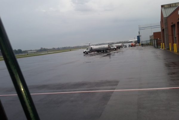 Setting A/C Units at Albany International Airport out on the tarmac.