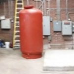 The empty pad where we will install the boiler.