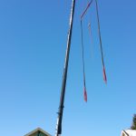 Crane: Link-Belt 8690 (Lifting roof of home to add 2nd story floor- Waterford, NY)