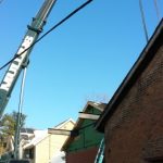 Crane: Link-Belt 8690 (Lifting roof of home to add 2nd story floor- Waterford, NY)