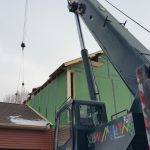 Crane: Link-Belt 8690 (Lifting roof of home to add 2nd story floor- Waterford, NY)