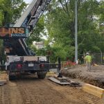 Crane: Link-Belt 822 (Installing precast concrete- Schenectady, NY)