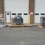 Accepting delivery of dog crematorium we will be installing.