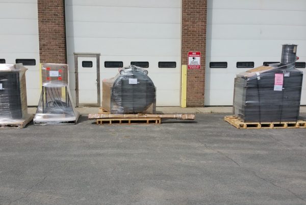 Accepting delivery of dog crematorium we will be installing.