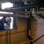 Rigging: Chiller into basement at the Schenectady County Courthouse (Schenectady, NY)