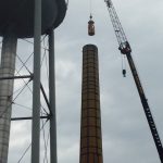 The smoke stack is 150 ft. high.