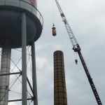 The smoke stack is 150 ft. high.