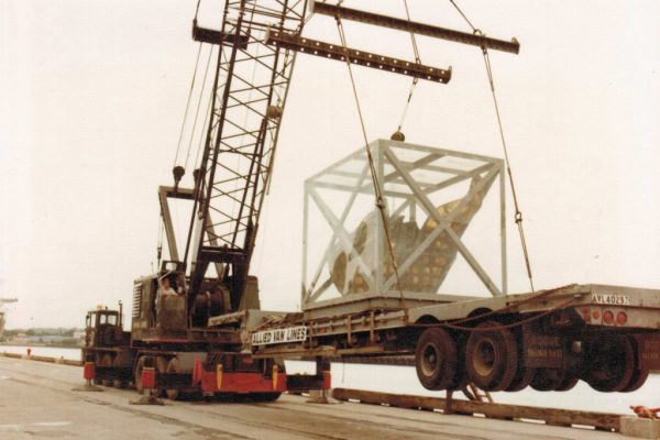 Mullins Rigging unloading and Reloading of original Statue of Liberty torch at the Port of Albany for tour.