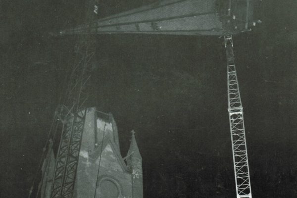 Mullins Rigging removal of St. Augustine’s Church Steeple – Troy, N.Y.