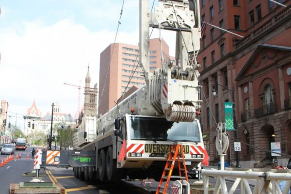 Mullins Rigging cooling tower coil replacement on 24 story Bldg. – Albany, N.Y.