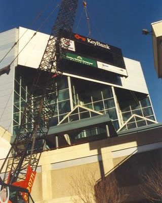 Mullins Rigging Sign Installation at Knickerbocker Arena